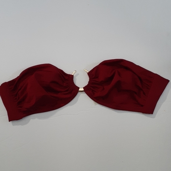 Catriona Anika Swim African Gold Hoop Deep Red Burgundy Bandeau Bikini Set - Picture 4 of 10